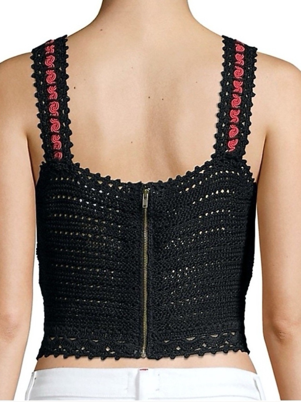 Alice + Olivia Lorri Crochet Tank Top Black / Multi Size S - Picture 6 of 15